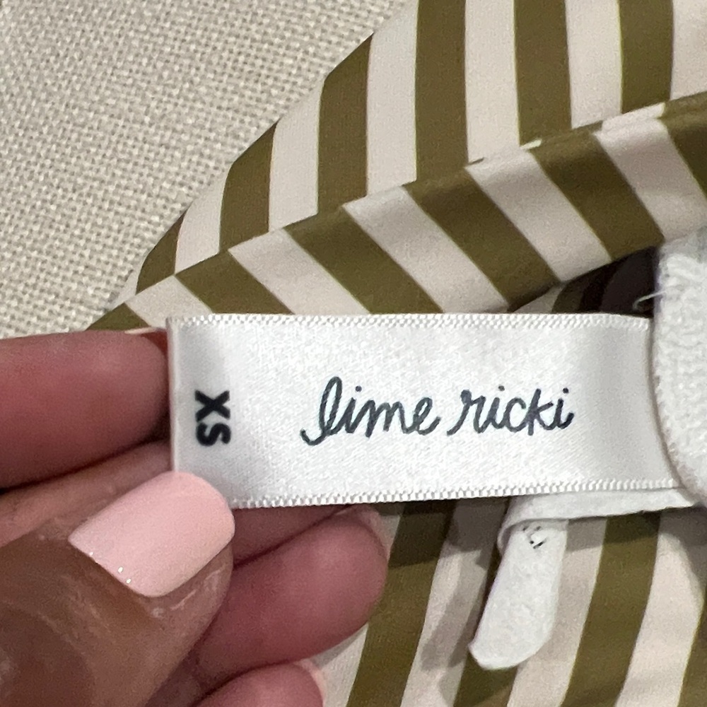 Lime Ricki olive and pink floral Striped Bikini Set size XS - Picture 7 of 8